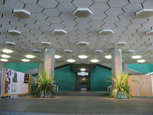 The lobby of the Physics Lecture Building inspires awe.